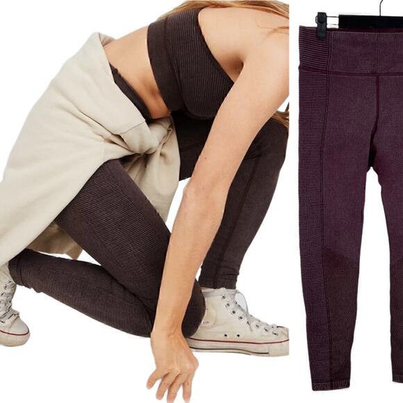 OFFLINE Aerie Totally Textured Purple Wine Seamless Leggings Size Medium - Picture 1 of 7